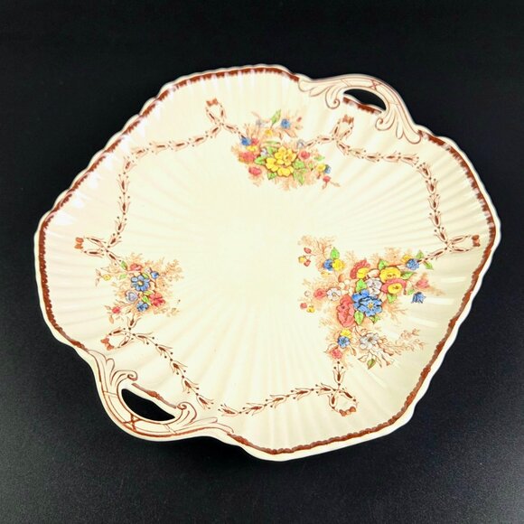 Vintage Square Cake Plate/Platter with Handles – Husk – by Spode